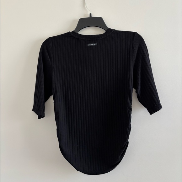 90s Calvin Klein Top Black Ribbed Knit Womens M Minimalist Capsule Office CBK - Picture 2 of 11